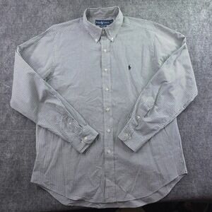 Ralph Lauren Shirt Large Classic Fit White Black Check Long Sleeve Button Down